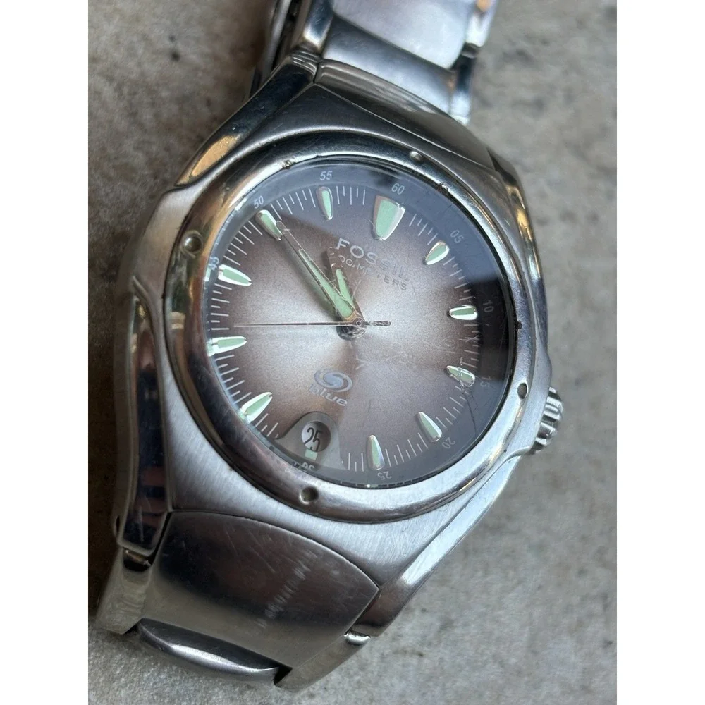 ⭐️Vintage Fossil Blue Womens Silver Tone Stainless⭐️AM3747⭐️Quartz Watch A3⭐️